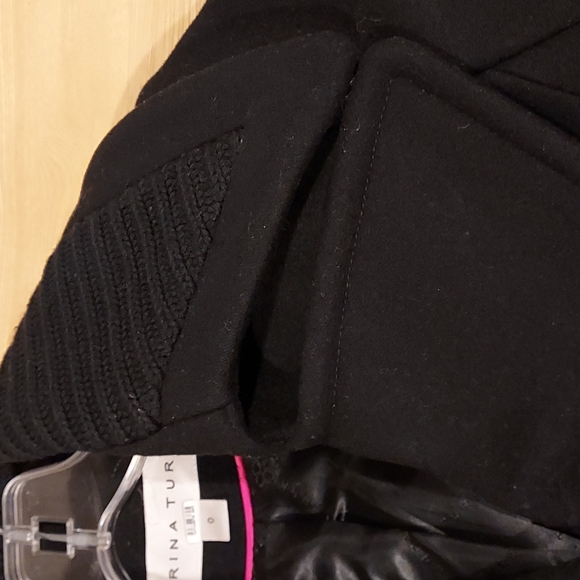 Women's Size 0 Trina Turk Fine Lambswool Blend Double Breasted Pea Coat Black - Picture 7 of 15